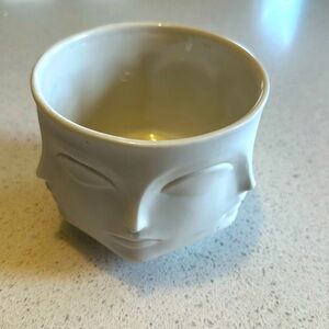 Jonathan Adler candle holder or serving bowl. White ceramic.